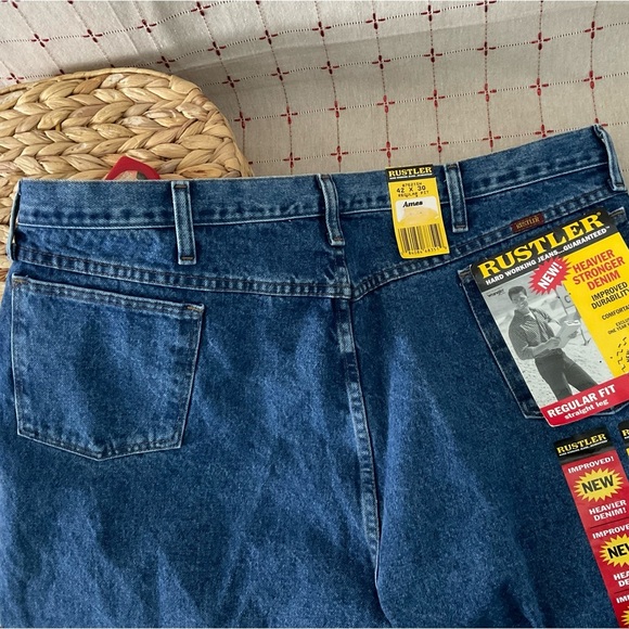 Rustler Extra Rugged Straight Leg Regular Fit Heavyweight Denim Jeans 42 x 30 - Picture 5 of 7
